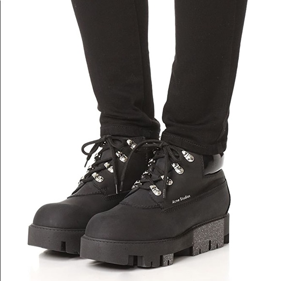 Acne Studios Shoes - Acne Studios Black Tinne Hiking Ankle Booties
